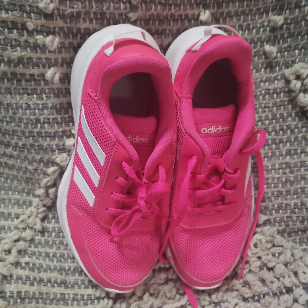 Adidas pink and white shoes